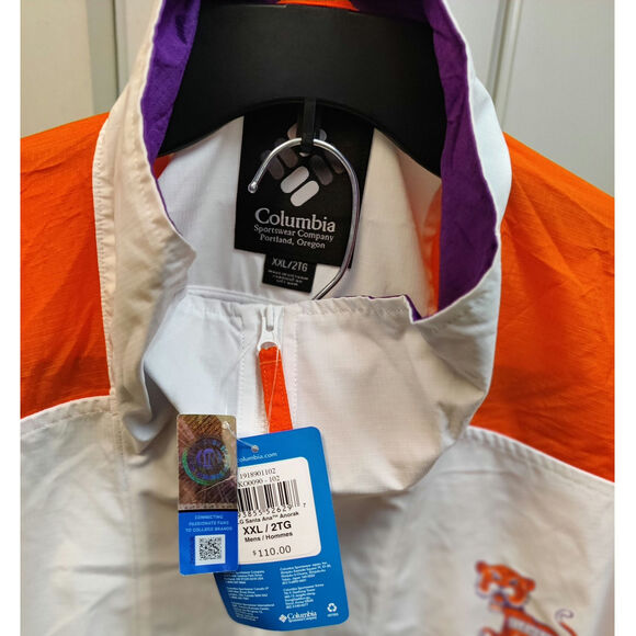 Columbia Clemson Tigers Quarter-Zip Jacket Size XXL White KO0090 - 102 - Picture 2 of 8